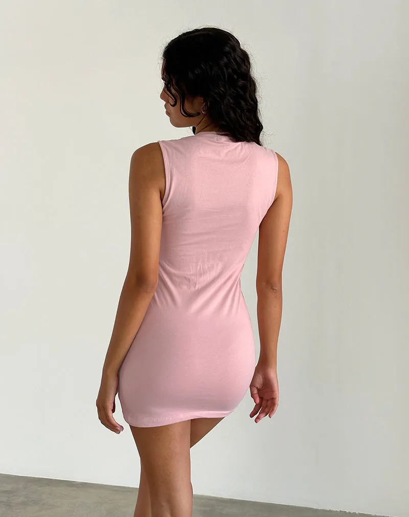 Jinsuni Mini Dress in Pink Lady with Ivory Bows sold by Motel Rocks product image thumbnail 3