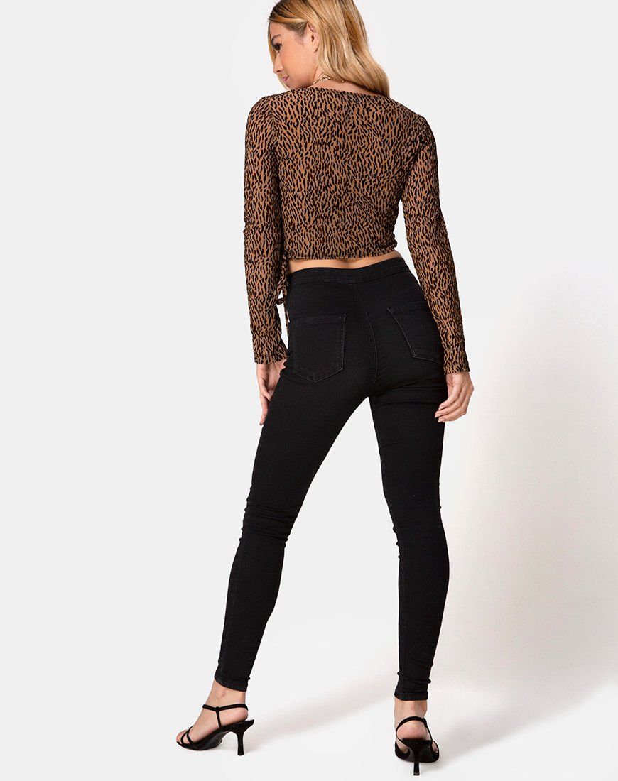 Kayak Wrap Top in Animal Flock Tan Net sold by Motel Rocks product image thumbnail 4