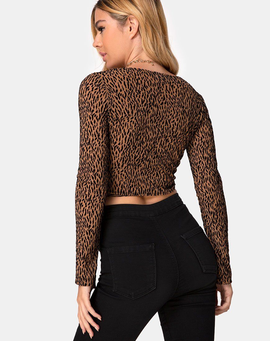 Kayak Wrap Top in Animal Flock Tan Net sold by Motel Rocks product image thumbnail 2