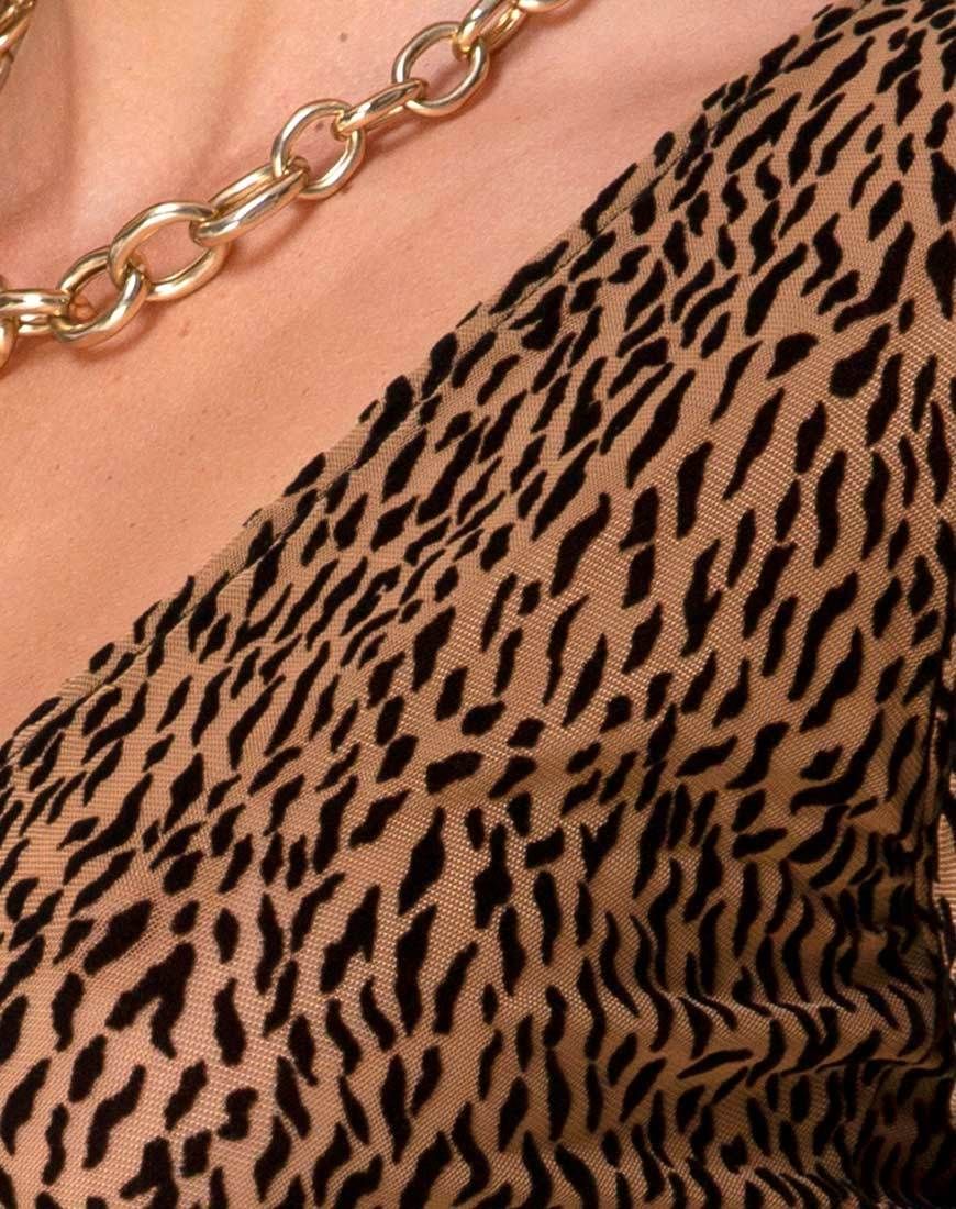 Kayak Wrap Top in Animal Flock Tan Net sold by Motel Rocks product image thumbnail 5