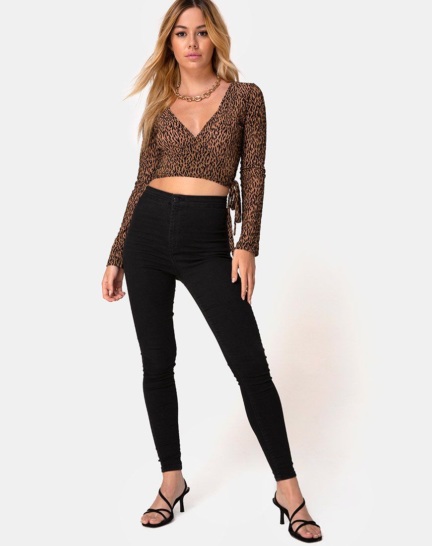 Kayak Wrap Top in Animal Flock Tan Net sold by Motel Rocks product image thumbnail 3