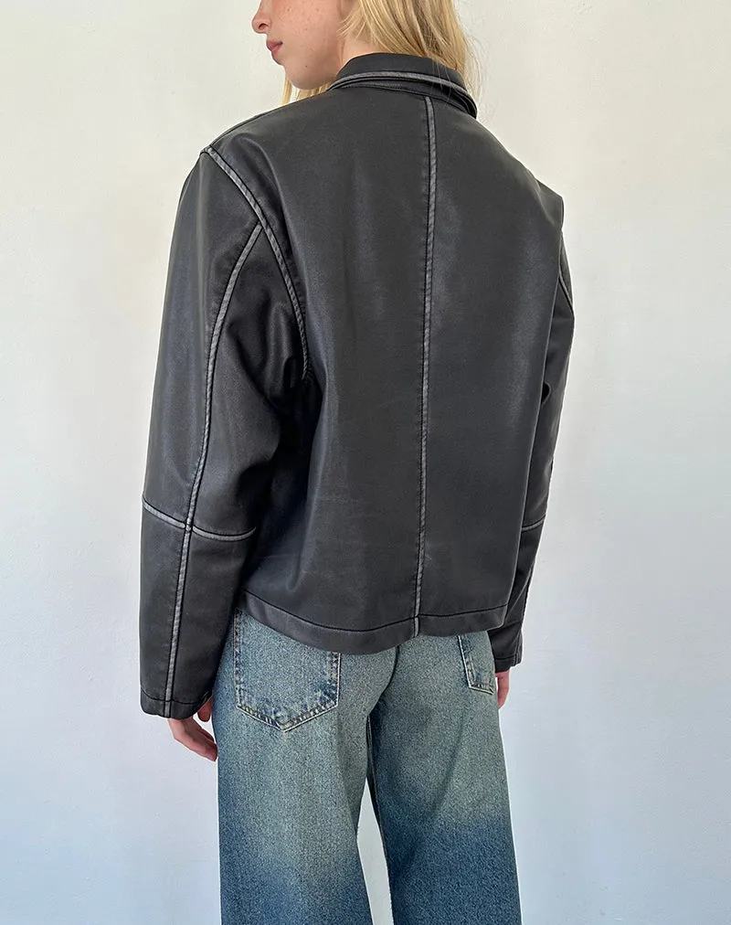 Brittany Distressed Jacket in PU Black sold by Motel Rocks product image thumbnail 4