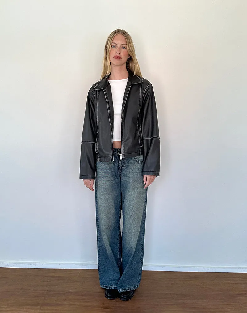 Brittany Distressed Jacket in PU Black sold by Motel Rocks product image thumbnail 5