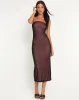 Rosbandi Bandeau Midi Dress in Black Pink Lining sold by Motel Rocks