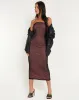 Rosbandi Bandeau Midi Dress in Black Pink Lining sold by Motel Rocks