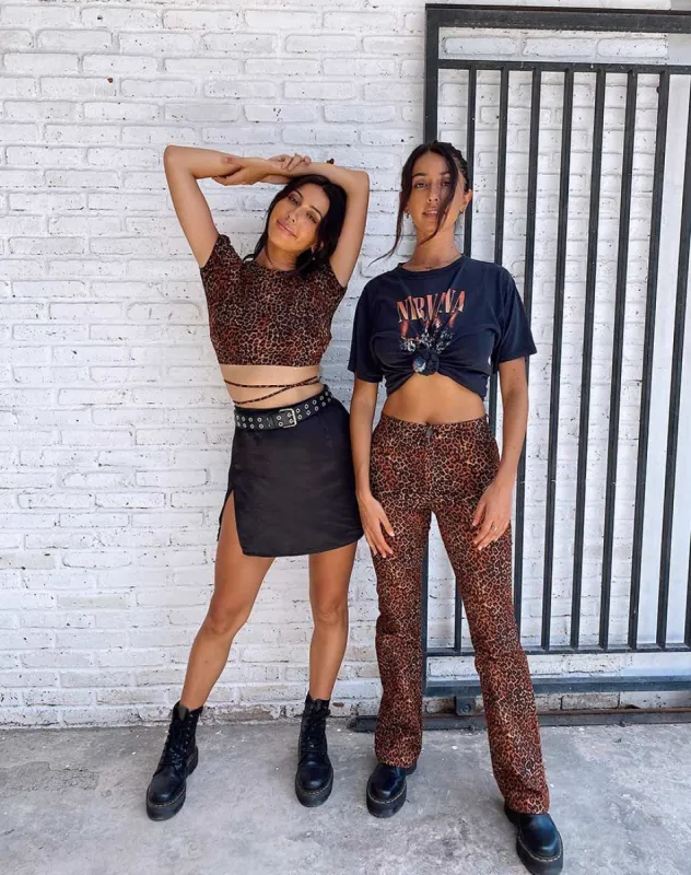 Tasya Top in Ditsy Leopard Orange sold by Motel Rocks