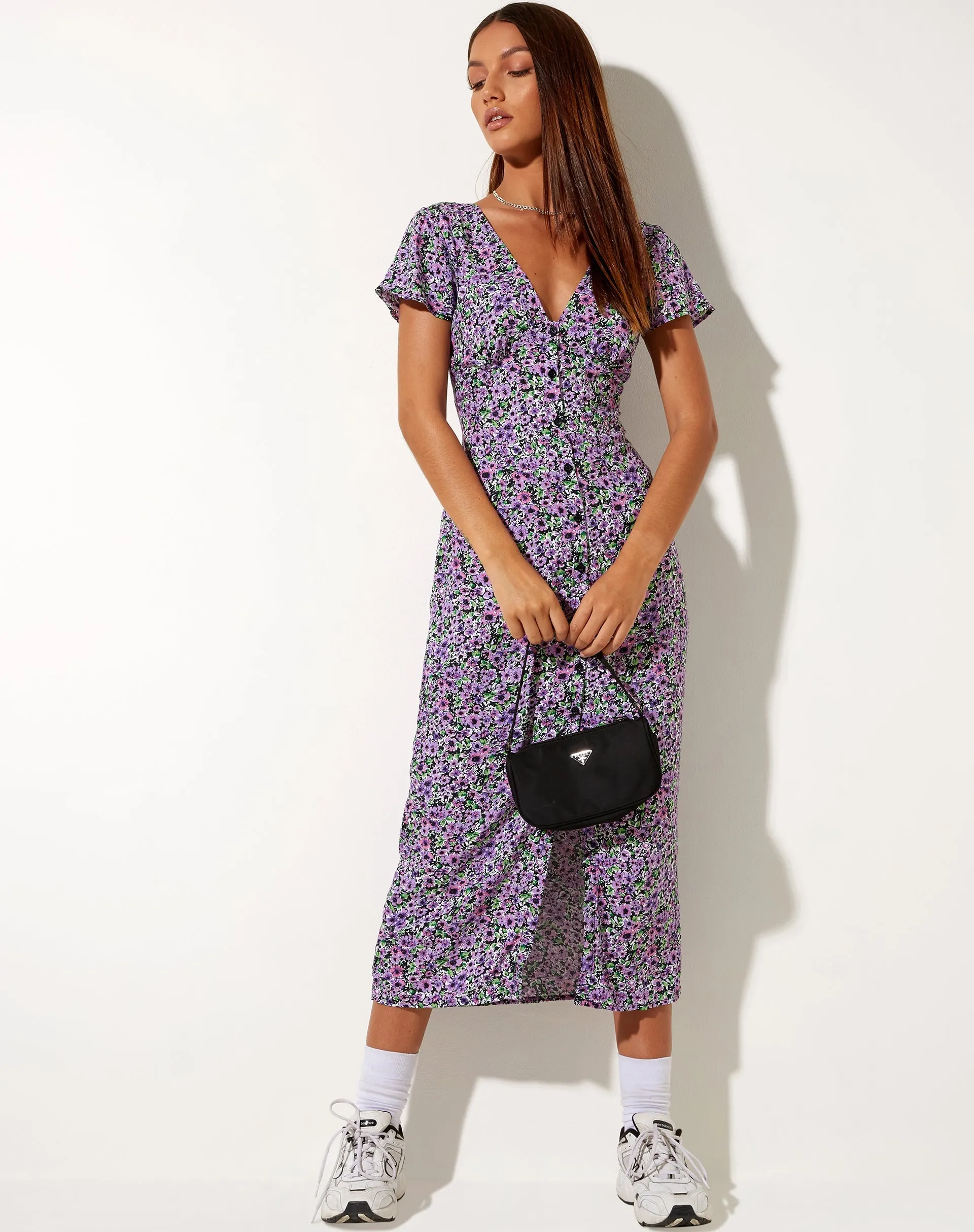Larin Midi Dress in Lilac Blossom sold by Motel Rocks