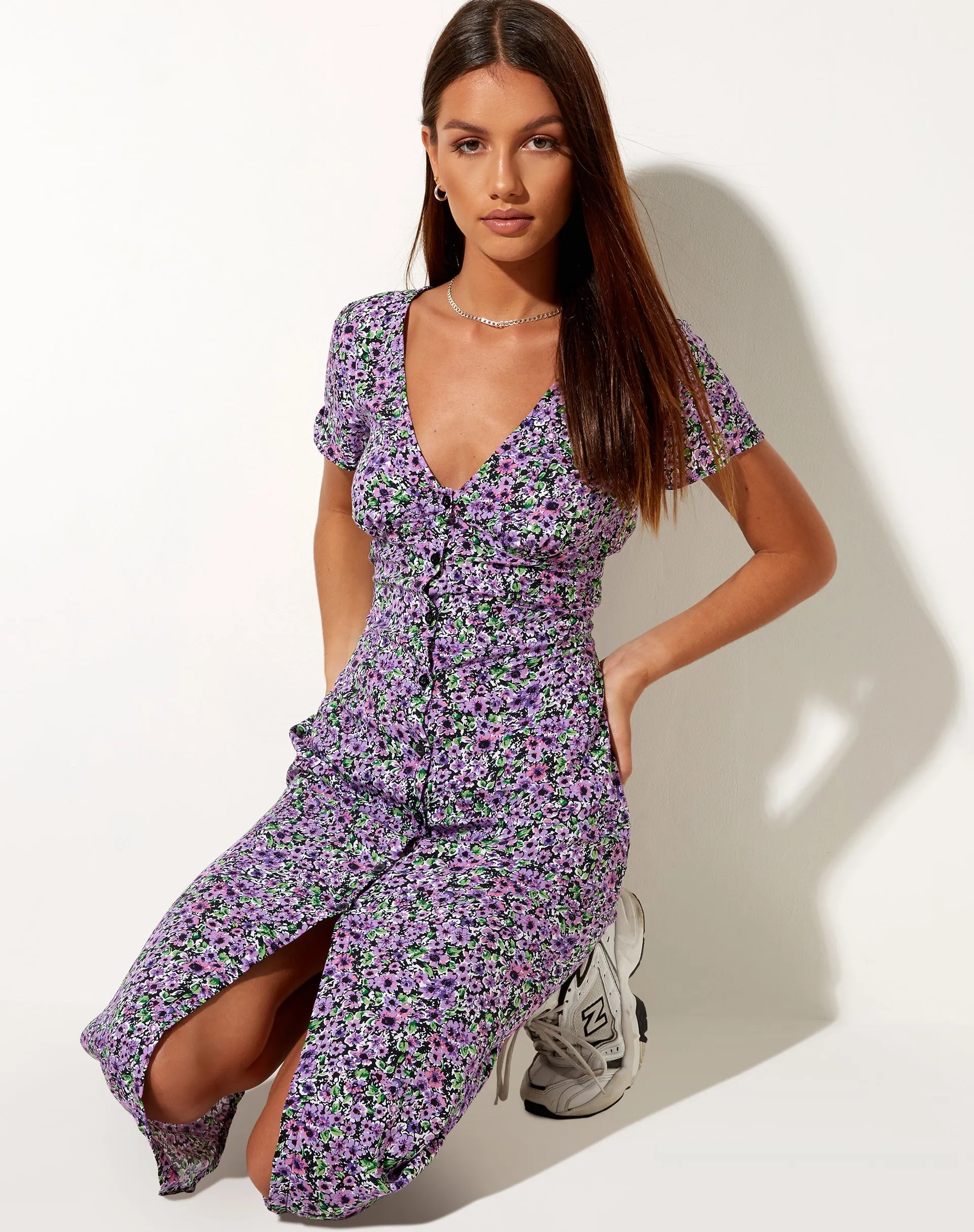 Larin Midi Dress in Lilac Blossom sold by Motel Rocks product image thumbnail 3