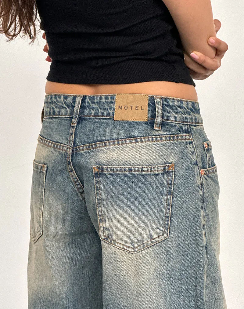 Roomy Extra Wide Low Rise Jeans in Dirty Blue sold by Motel Rocks product image thumbnail 2