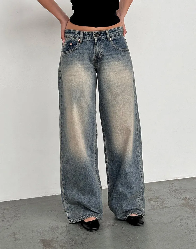 Roomy Extra Wide Low Rise Jeans in Dirty Blue sold by Motel Rocks product image thumbnail 3