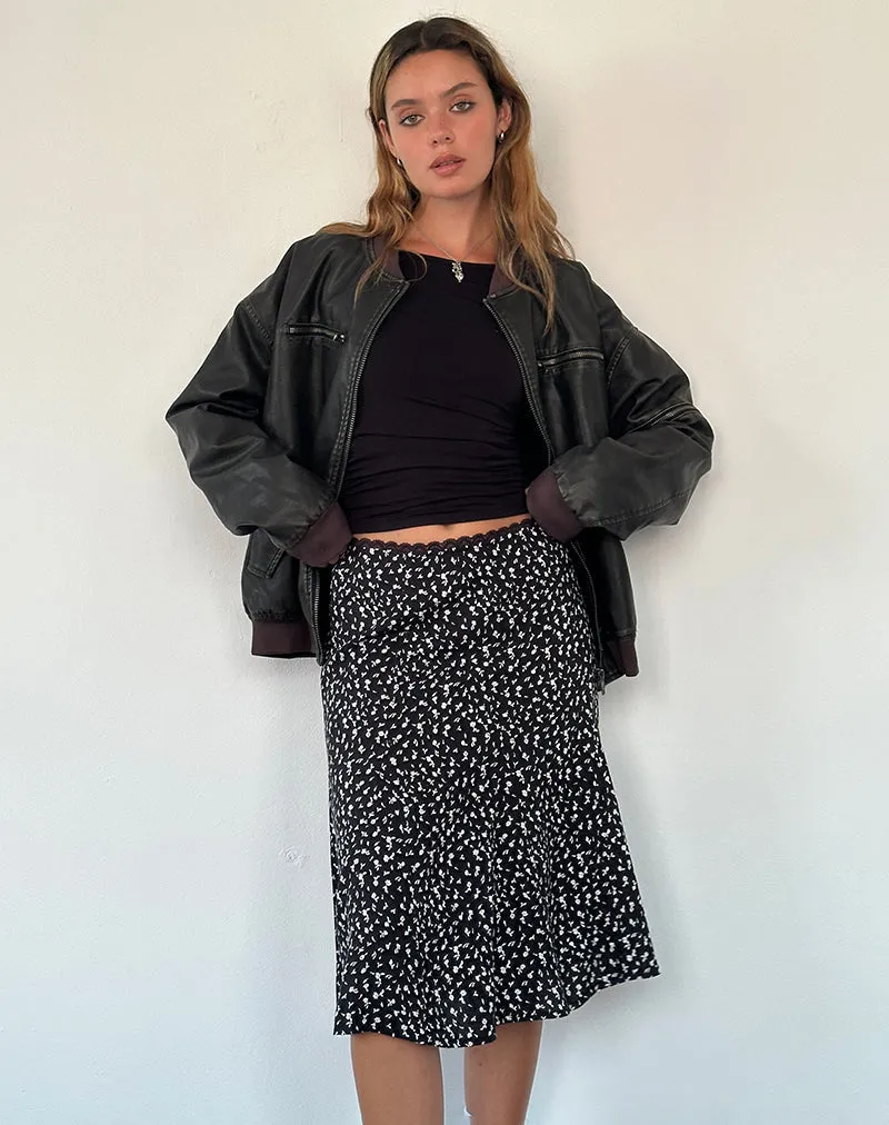 Rahyu Midi Skirt in Black Ditsy Romance sold by Motel Rocks product image thumbnail 2