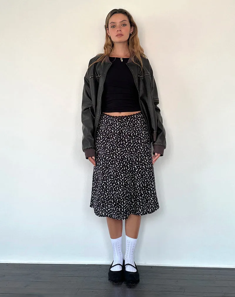Rahyu Midi Skirt in Black Ditsy Romance sold by Motel Rocks product image thumbnail 5