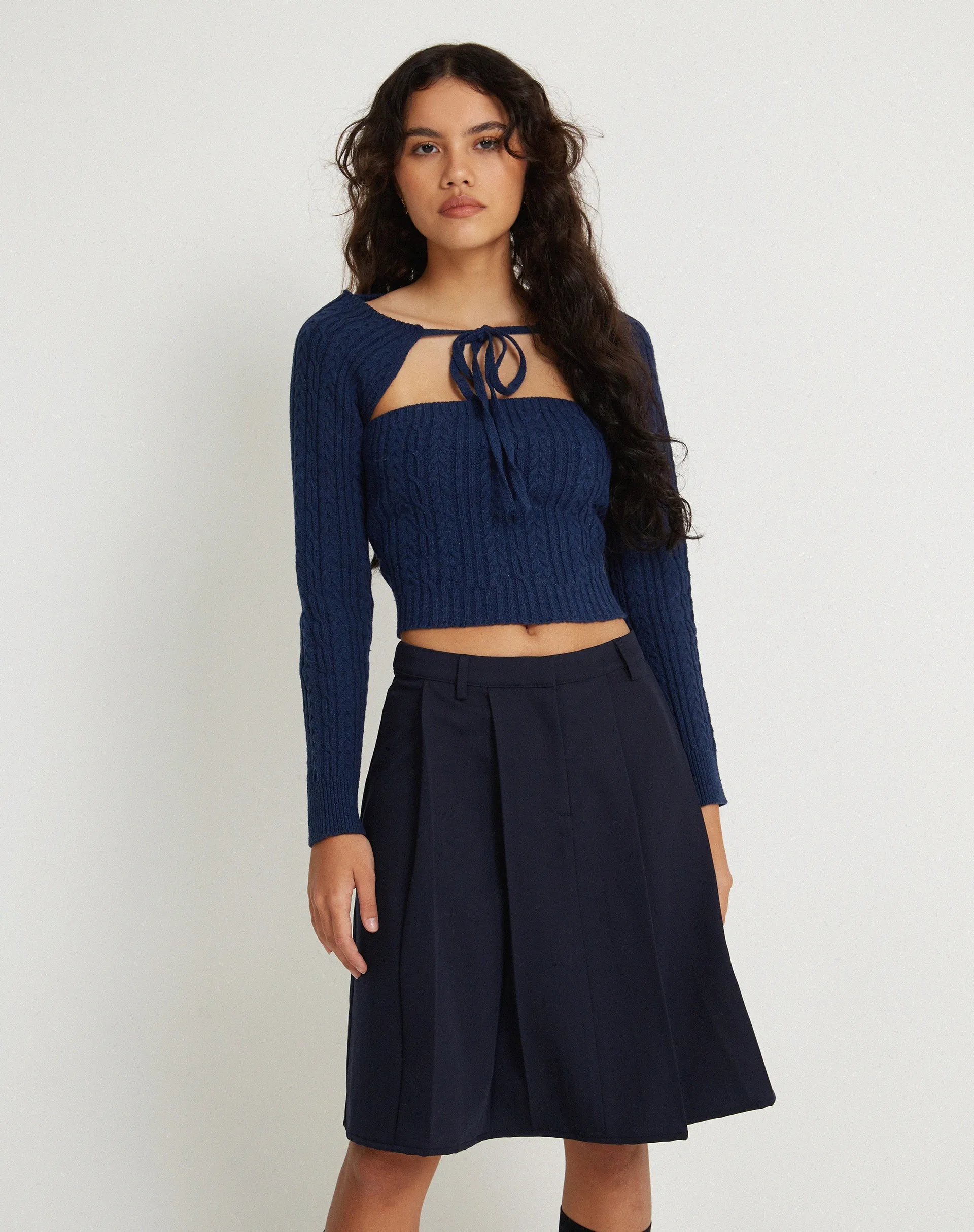 Canita Arinah Long Sleeve Co-Ord Top in Navy Blue sold by Motel Rocks product image thumbnail 3