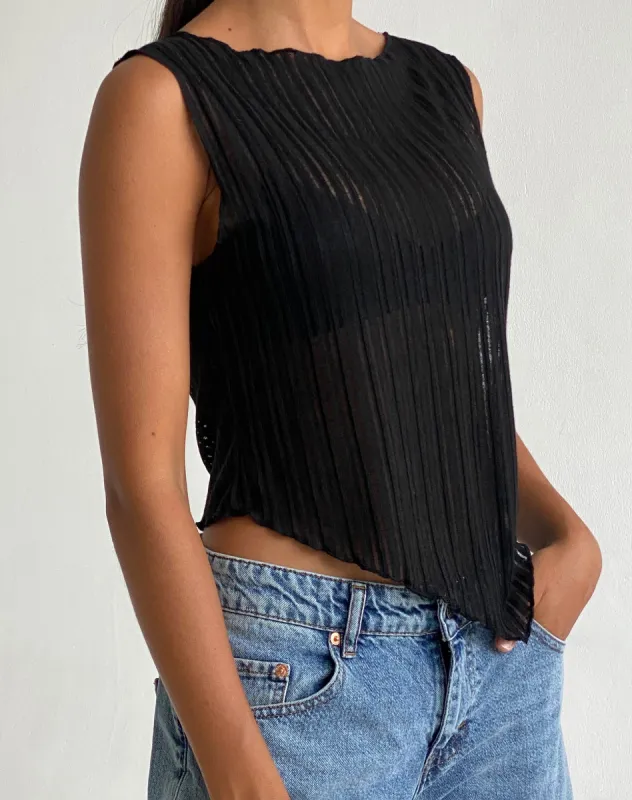 Etta Knitted Vest Top in Black sold by Motel Rocks