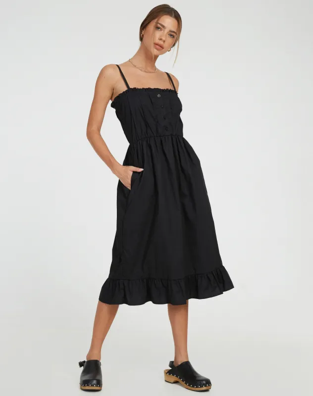 Lennox Midi Dress in Black sold by Motel Rocks