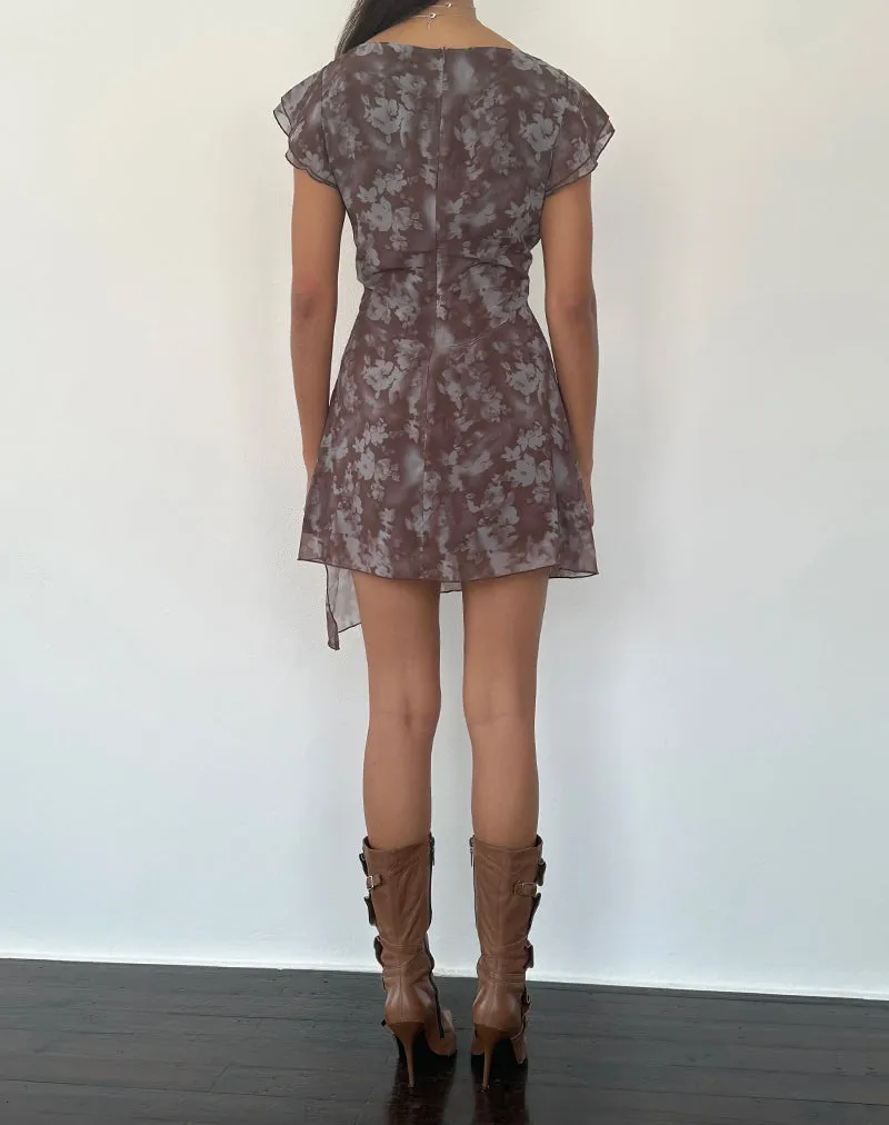 Valencia Mini Dress in Botanical Shadow Brown sold by Motel Rocks product image thumbnail 3