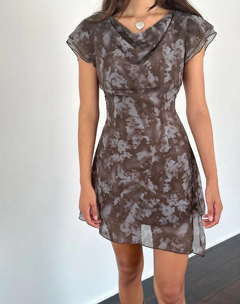 Valencia Mini Dress in Botanical Shadow Brown sold by Motel Rocks product image thumbnail 2