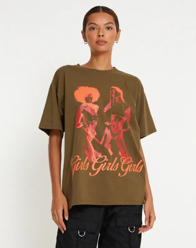 Oversize Basic Tee in Khaki Girls Girls Girls sold by Motel Rocks