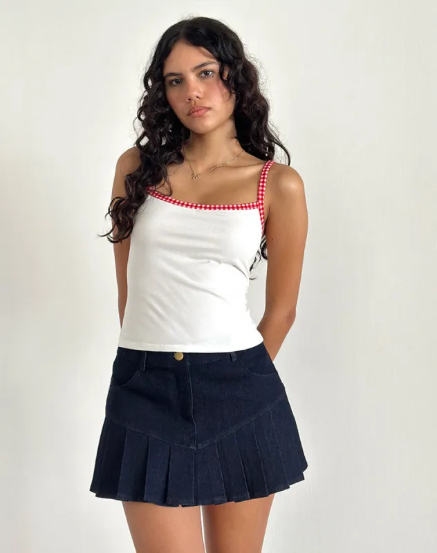 Ilisna Top in Off White with Red Gingham Binding sold by Motel Rocks