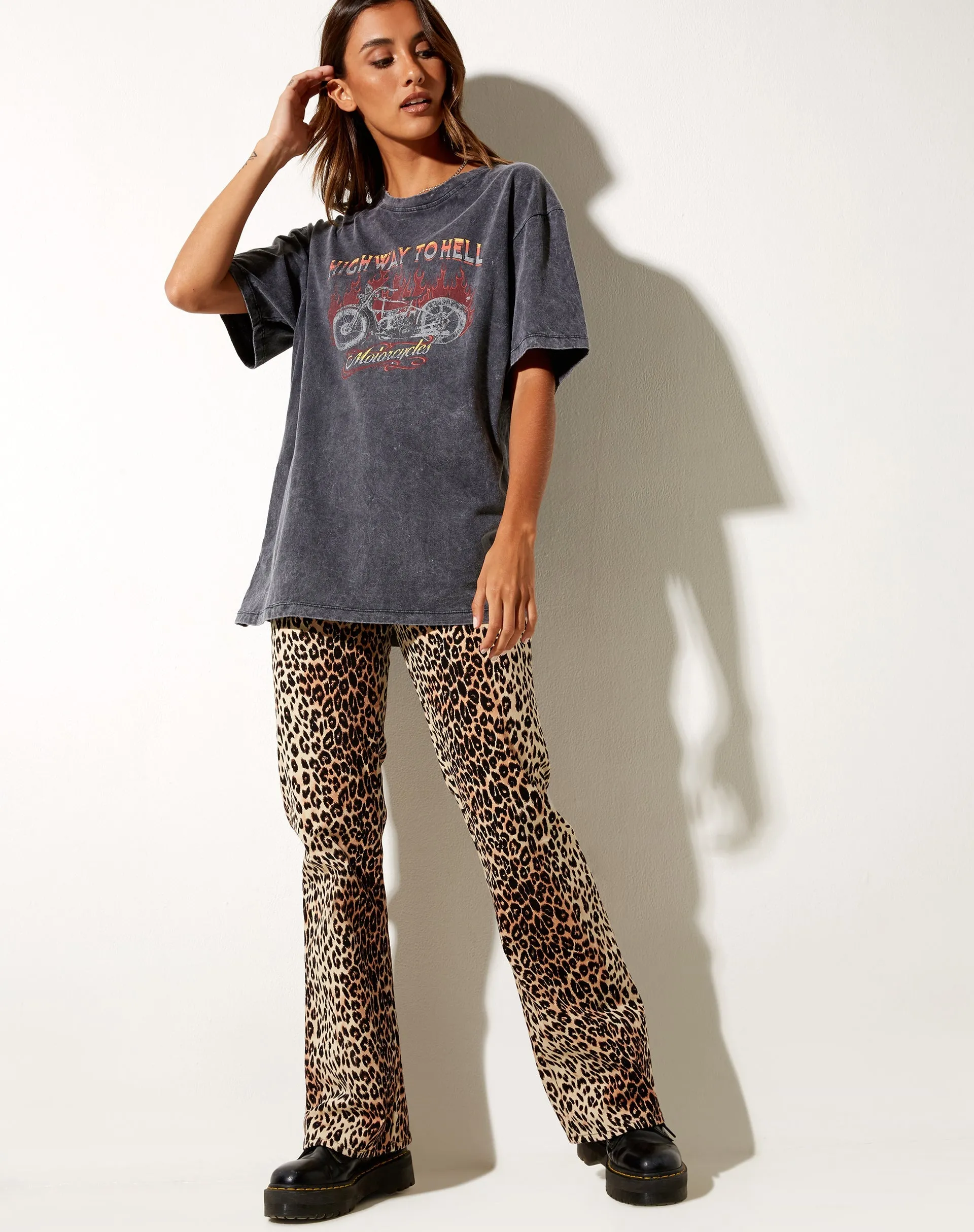 Oversize Basic Tee in Black Wash Motorcycles sold by Motel Rocks product image thumbnail 3