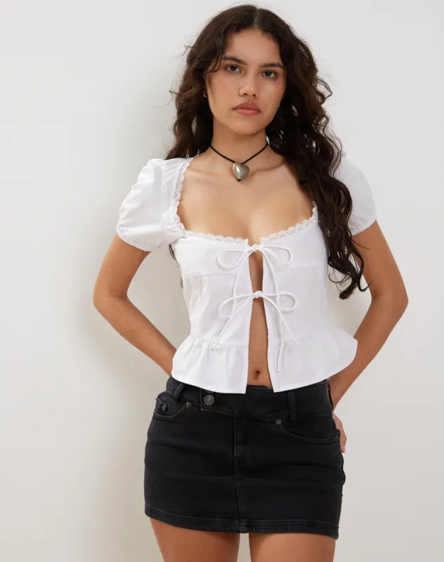 Suraja Top in Poplin White made by Motel Rocks