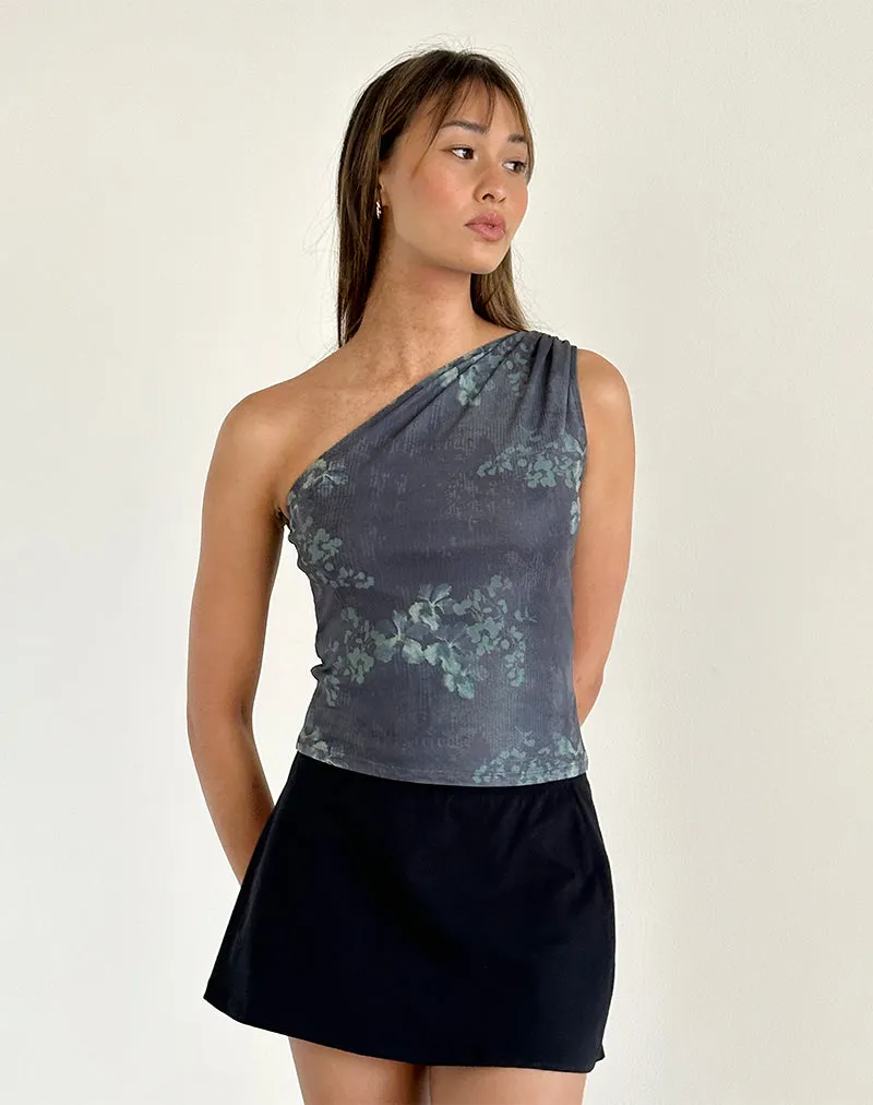 Derse One Shoulder Top in Faded Botanical Green sold by Motel Rocks