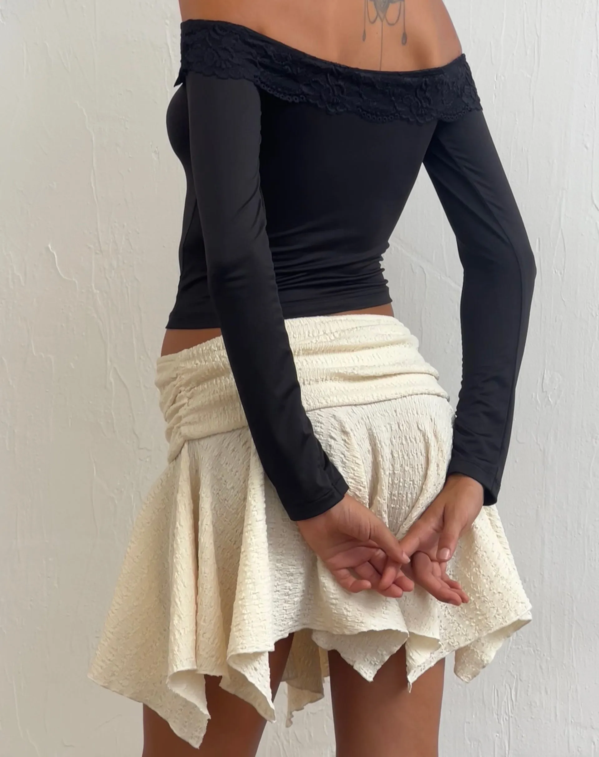 Nagita Slinky Long Sleeve Bardot Top in Black sold by Motel Rocks product image thumbnail 5