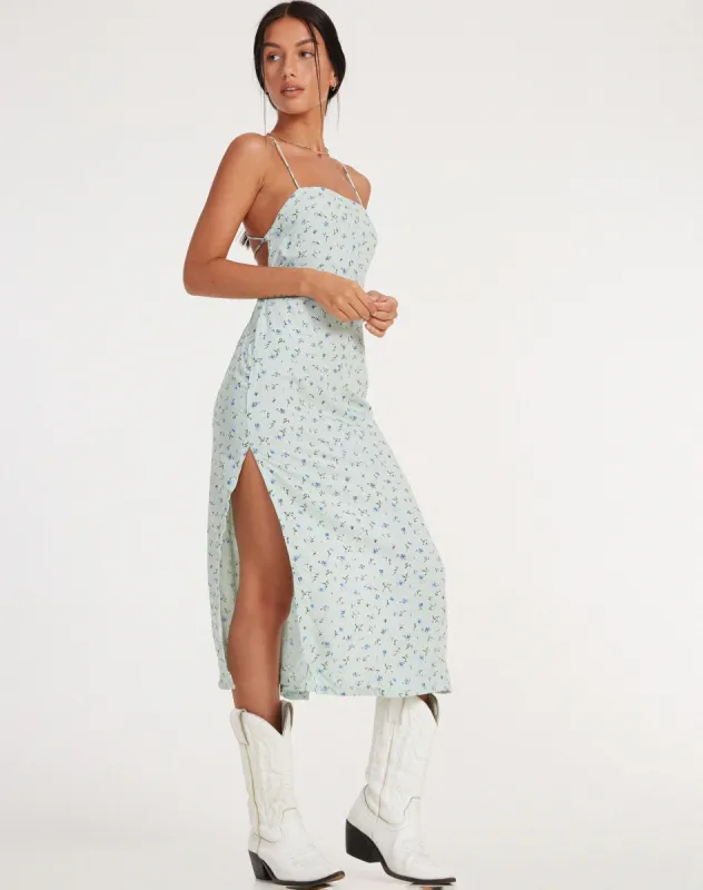 Nosita Midi Dress in Pretty Petal Green sold by Motel Rocks