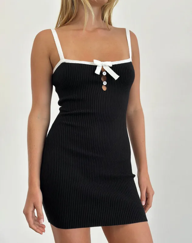 Acilla Knitted Mini Dress in Black sold by Motel Rocks