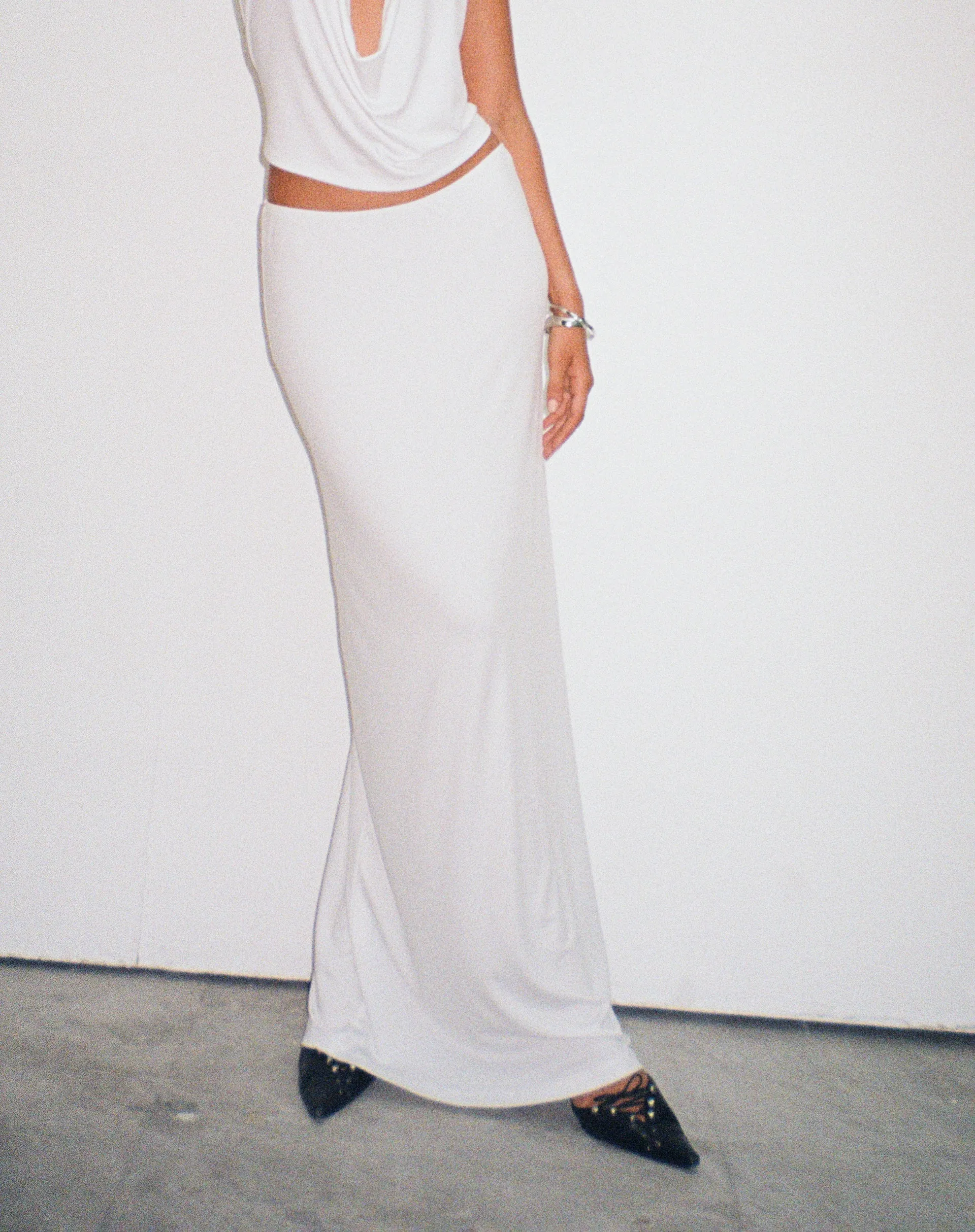 Rim Jersey Maxi Skirt in Ivory sold by Motel Rocks product image thumbnail 2