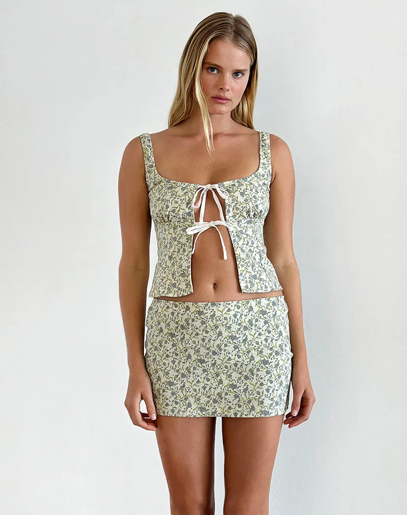 Bebeka Micro Skirt in Pretty Floral Light Sage sold by Motel Rocks product image thumbnail 5