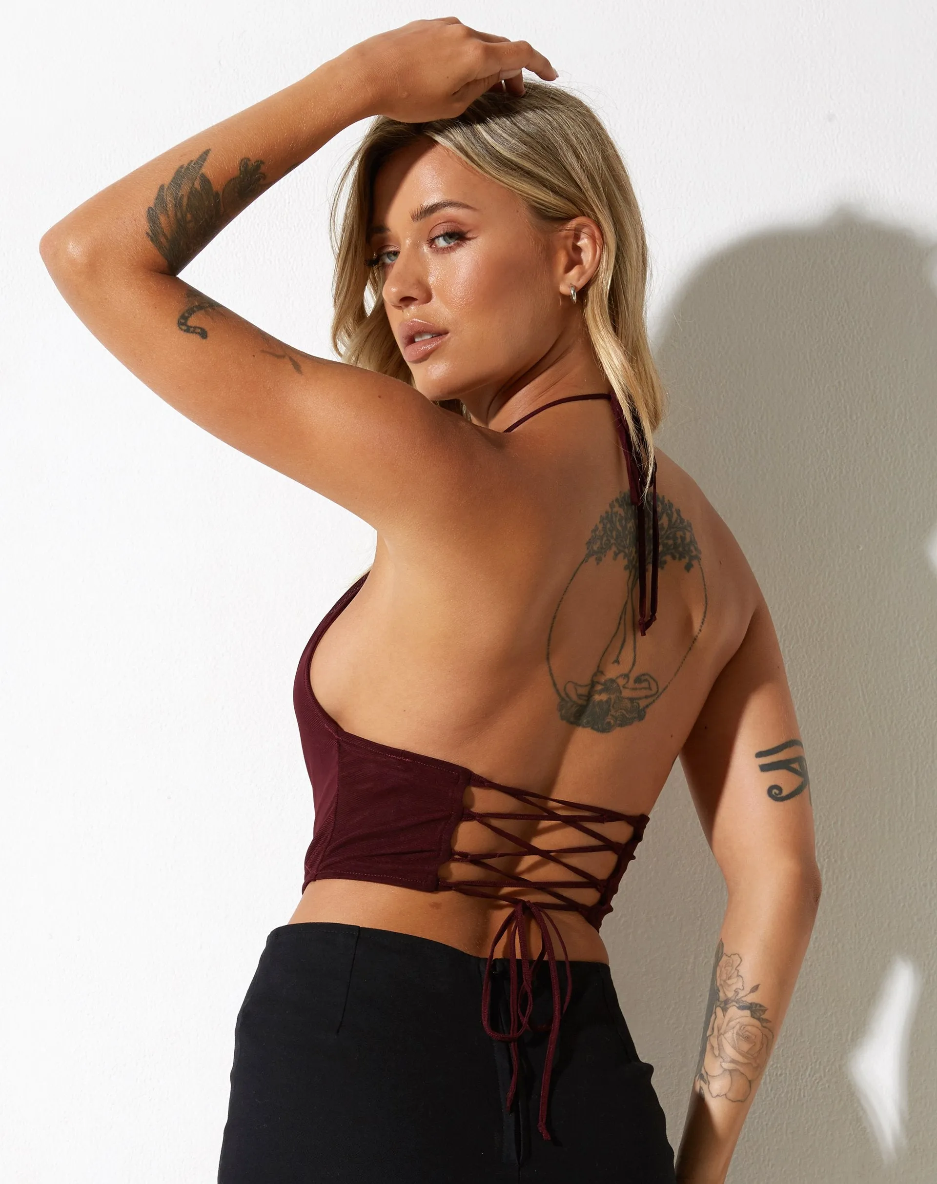 Salet Crop Top in Mesh Brown sold by Motel Rocks product image thumbnail 2