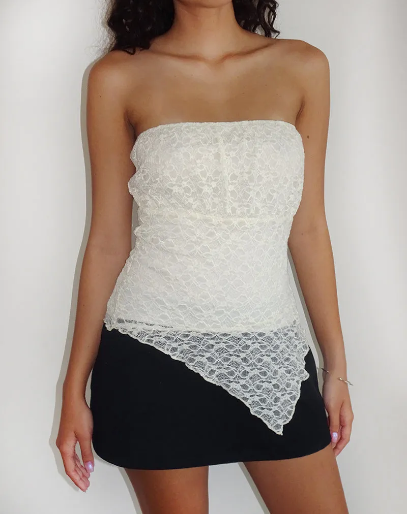Wuni Longline Bandeau Top in Lace Ivory sold by Motel Rocks product image thumbnail 5