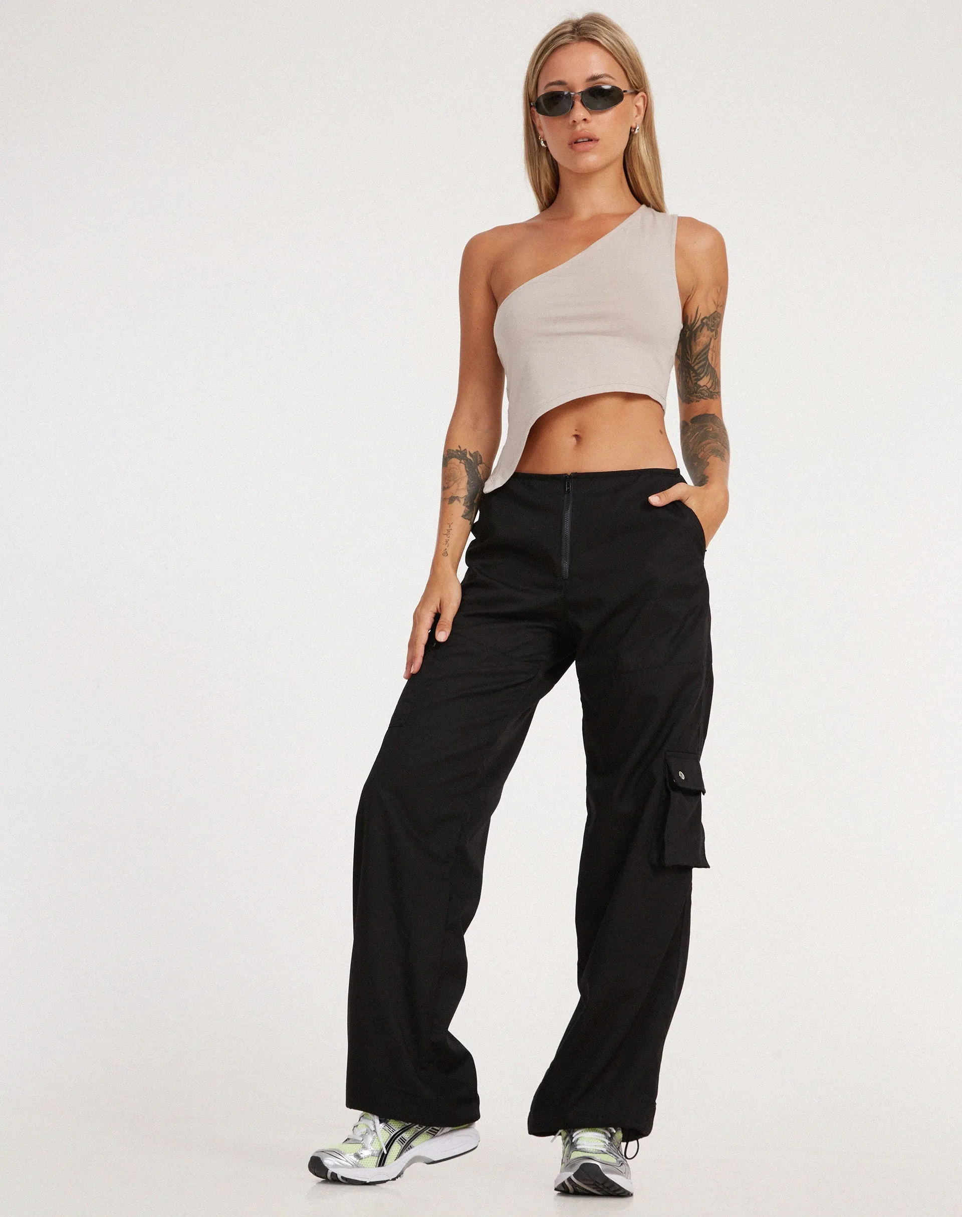 Xander Cargo Trouser in Cotton Drill Black sold by Motel Rocks