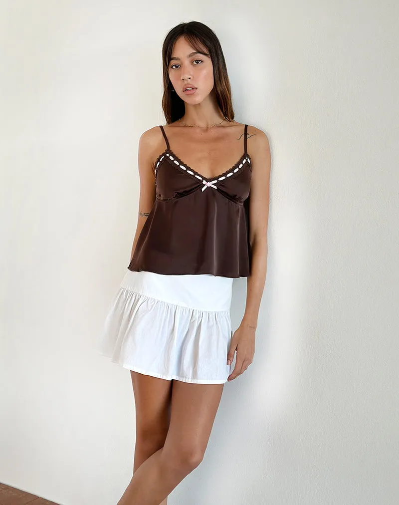 Dalinda Cami Top in Brown with Pink Rosette sold by Motel Rocks product image thumbnail 5