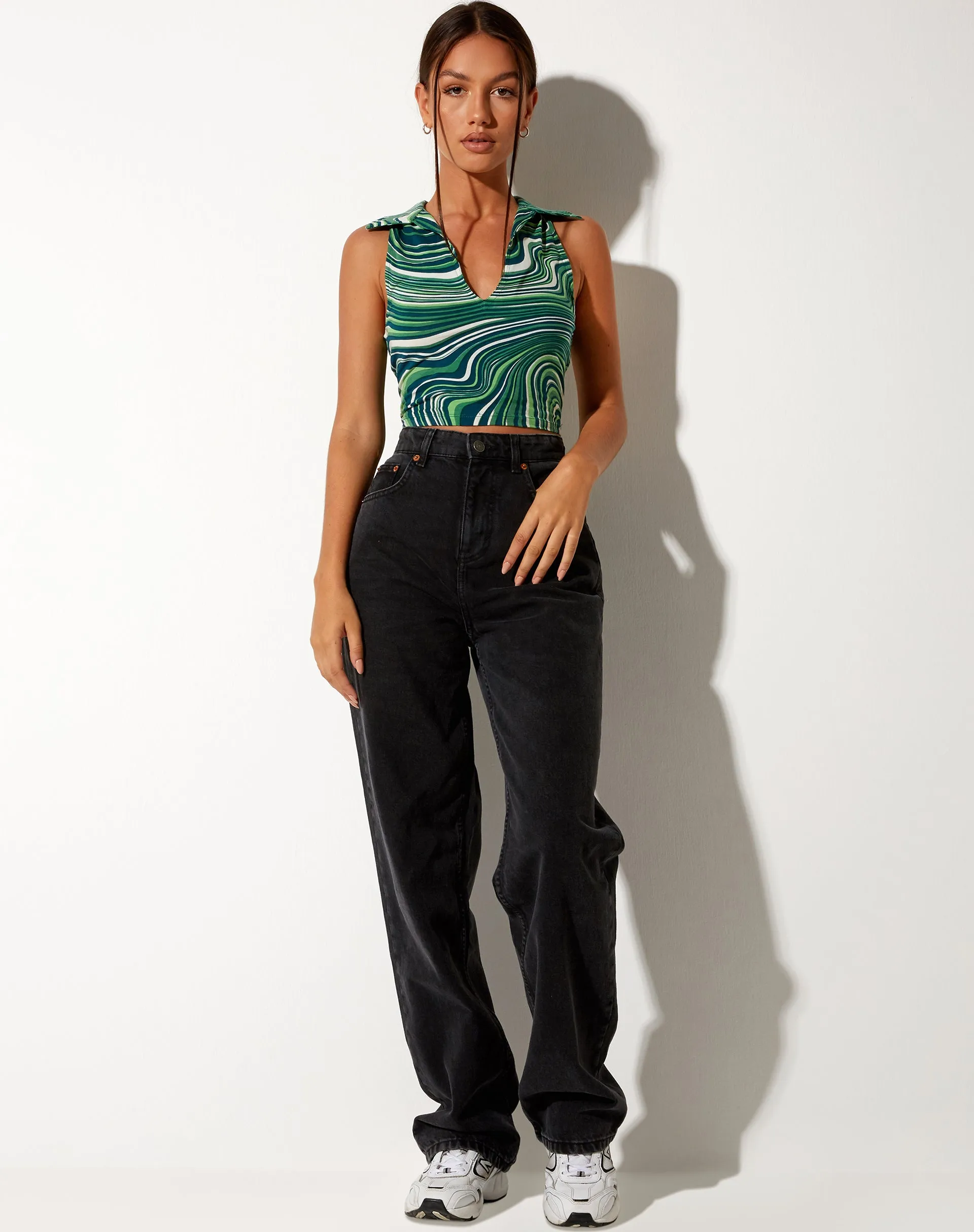 Vende Vest Top in 70's Ripple Green sold by Motel Rocks product image thumbnail 3