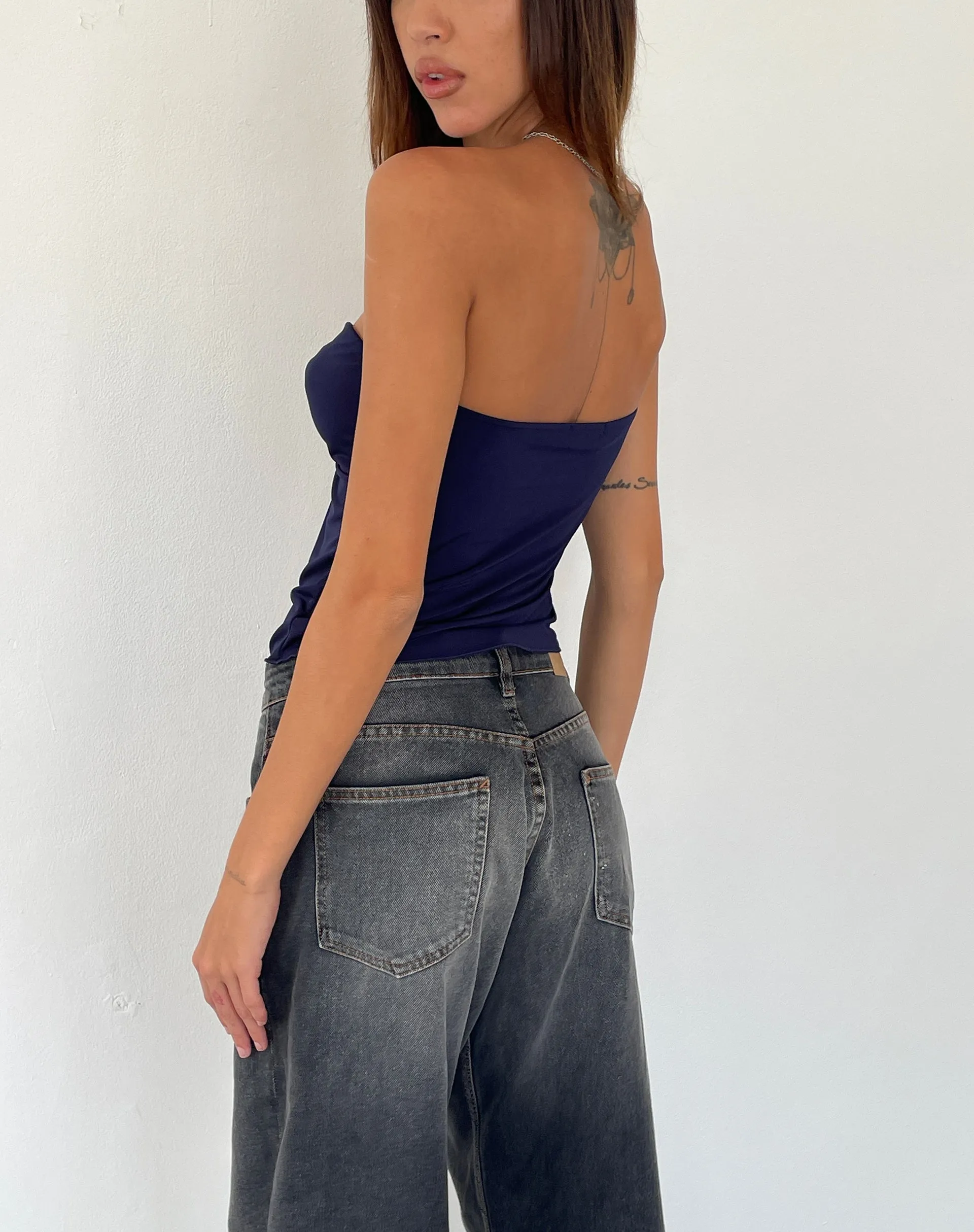 Brea Bandeau Butterfly Top in Slinky Navy sold by Motel Rocks product image thumbnail 4