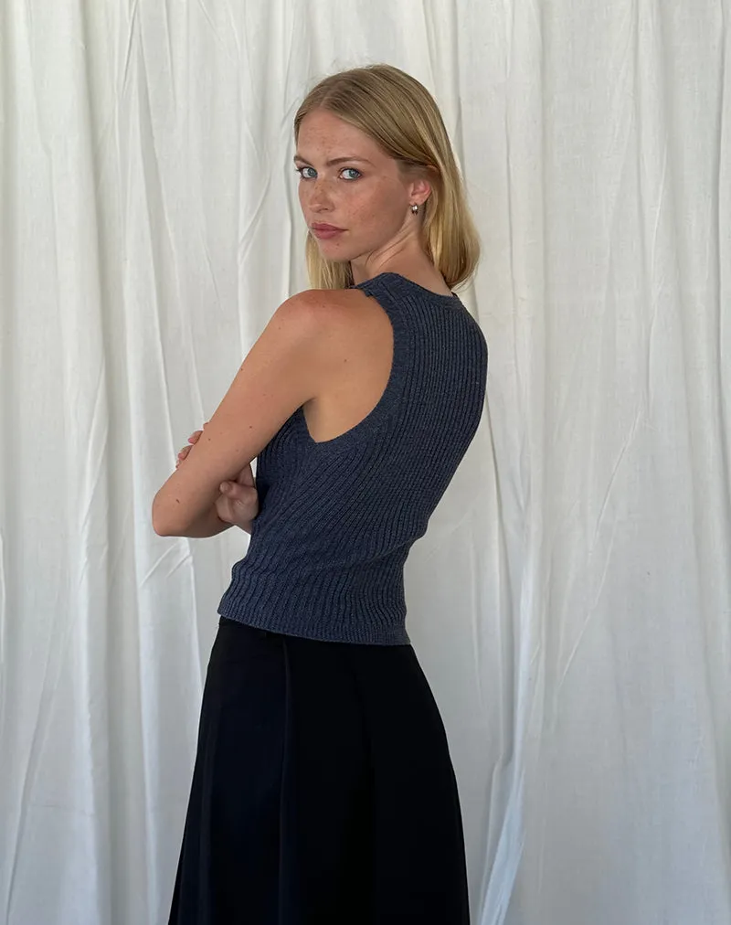 Jiselle Knitted Tank Top in Dark Charcoal sold by Motel Rocks product image thumbnail 3