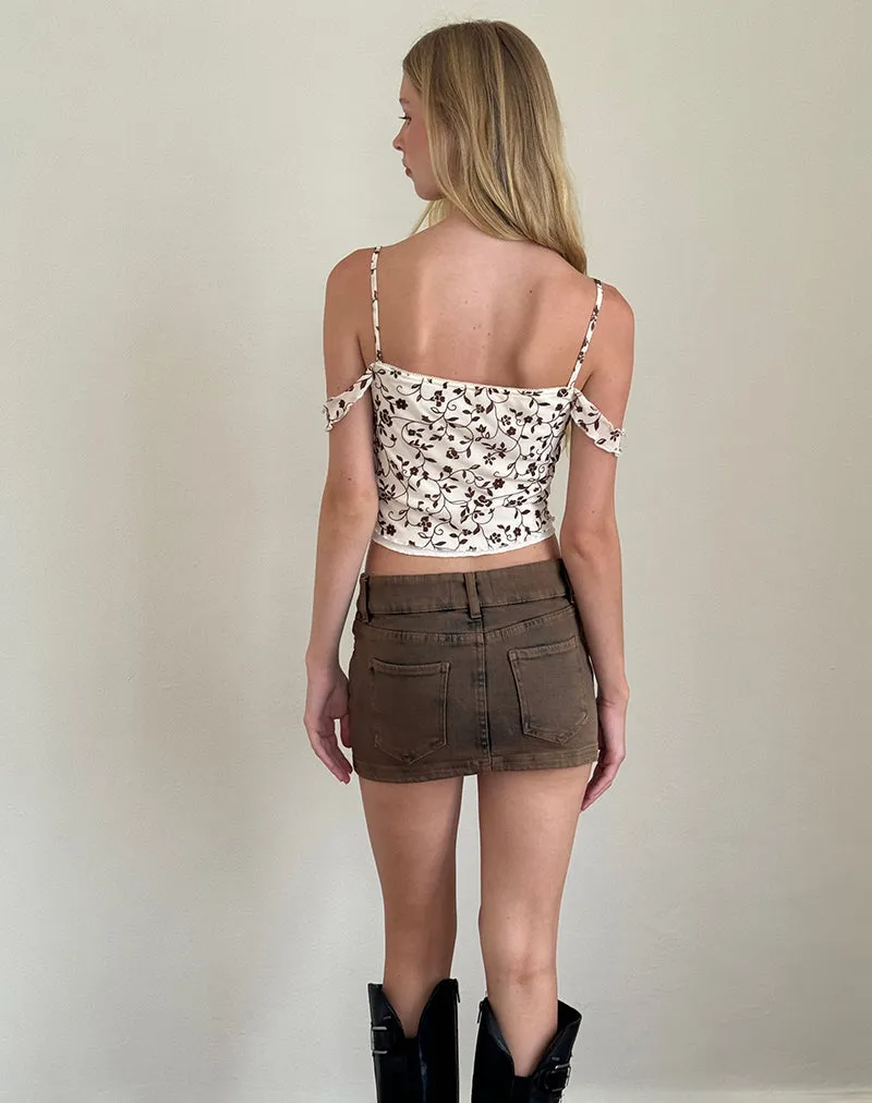 Tavisha Cami Top in Brown Stem Flower Flock sold by Motel Rocks product image thumbnail 4