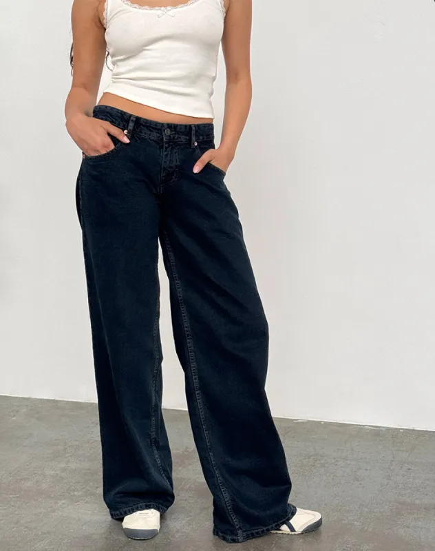 Low Rise Roomy Jeans in Blue Ink sold by Motel Rocks