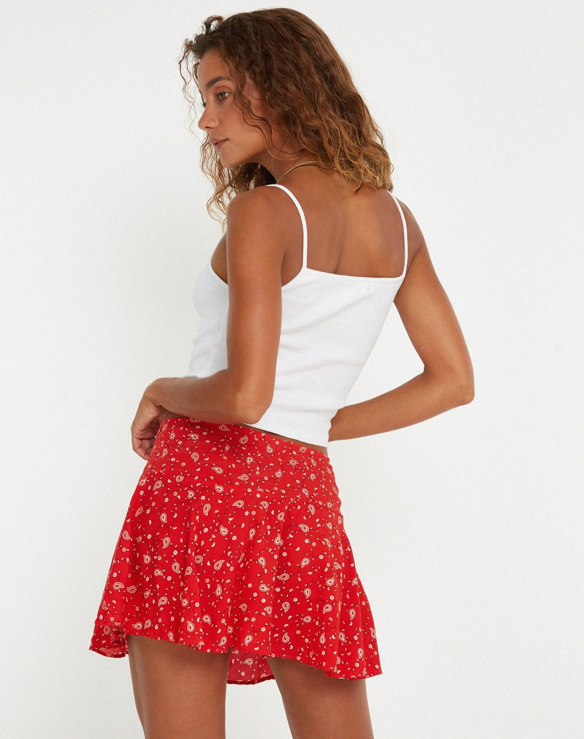 Rara Mini Skirt in Paisley Fun Red sold by Motel Rocks product image thumbnail 2