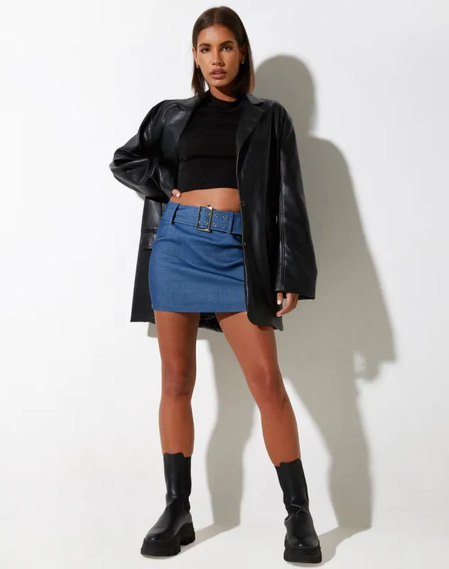 Naka Mini Skirt in Tailoring Denim sold by Motel Rocks