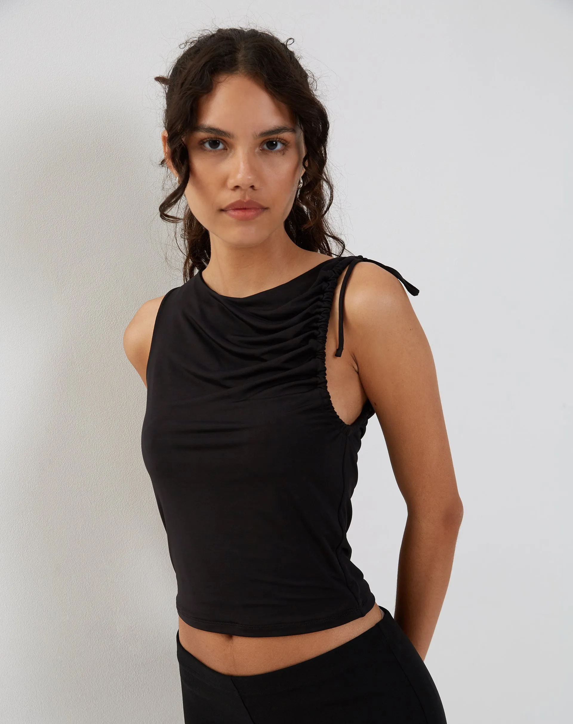 Hagne Vest Top in Black sold by Motel Rocks