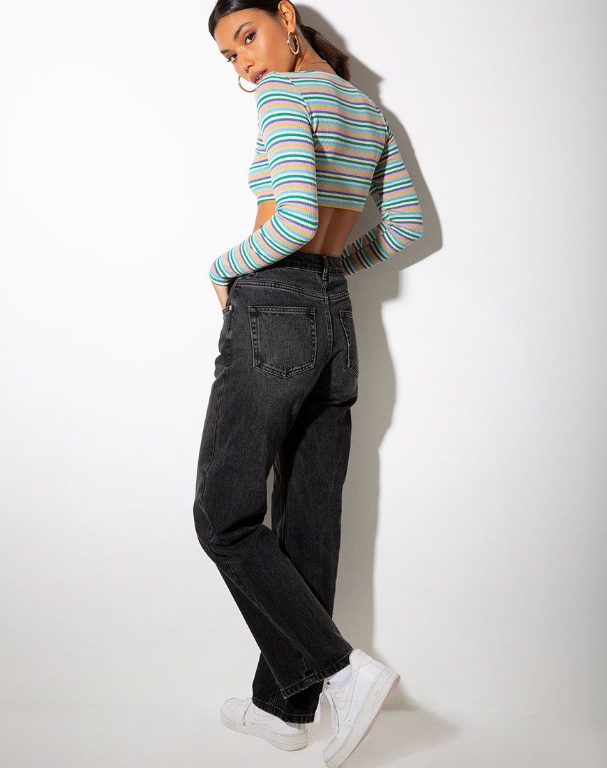 Adea Crop Top in Rib Green Purple and Yellow by Motel sold by Motel Rocks product image thumbnail 4