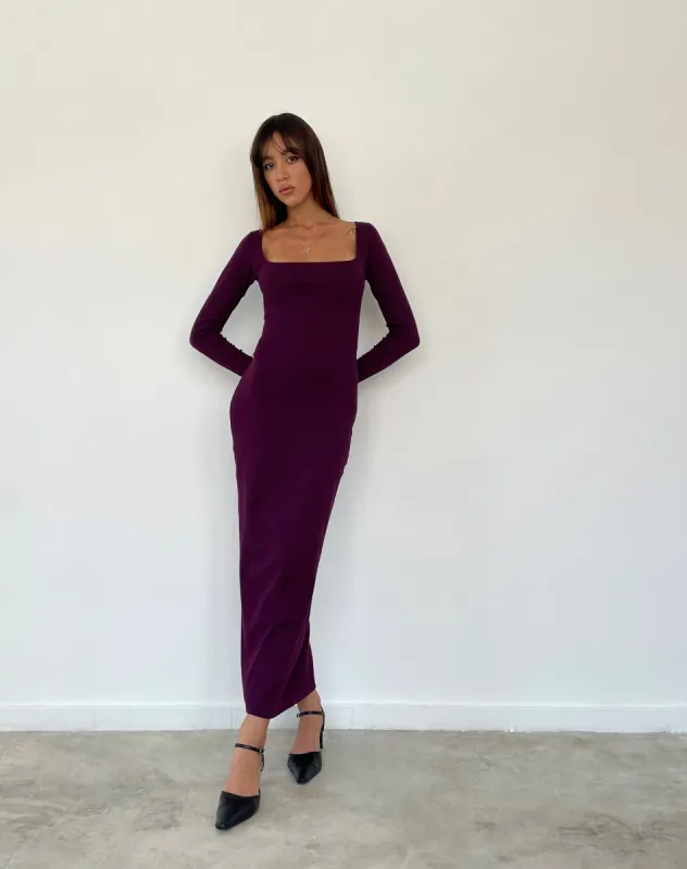 Samaira Long Sleeve Maxi Dress in Aubergine sold by Motel Rocks