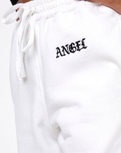 Basta Jogger in White with "Angel" Embro Black sold by Motel Rocks