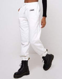 Basta Jogger in White with "Angel" Embro Black sold by Motel Rocks