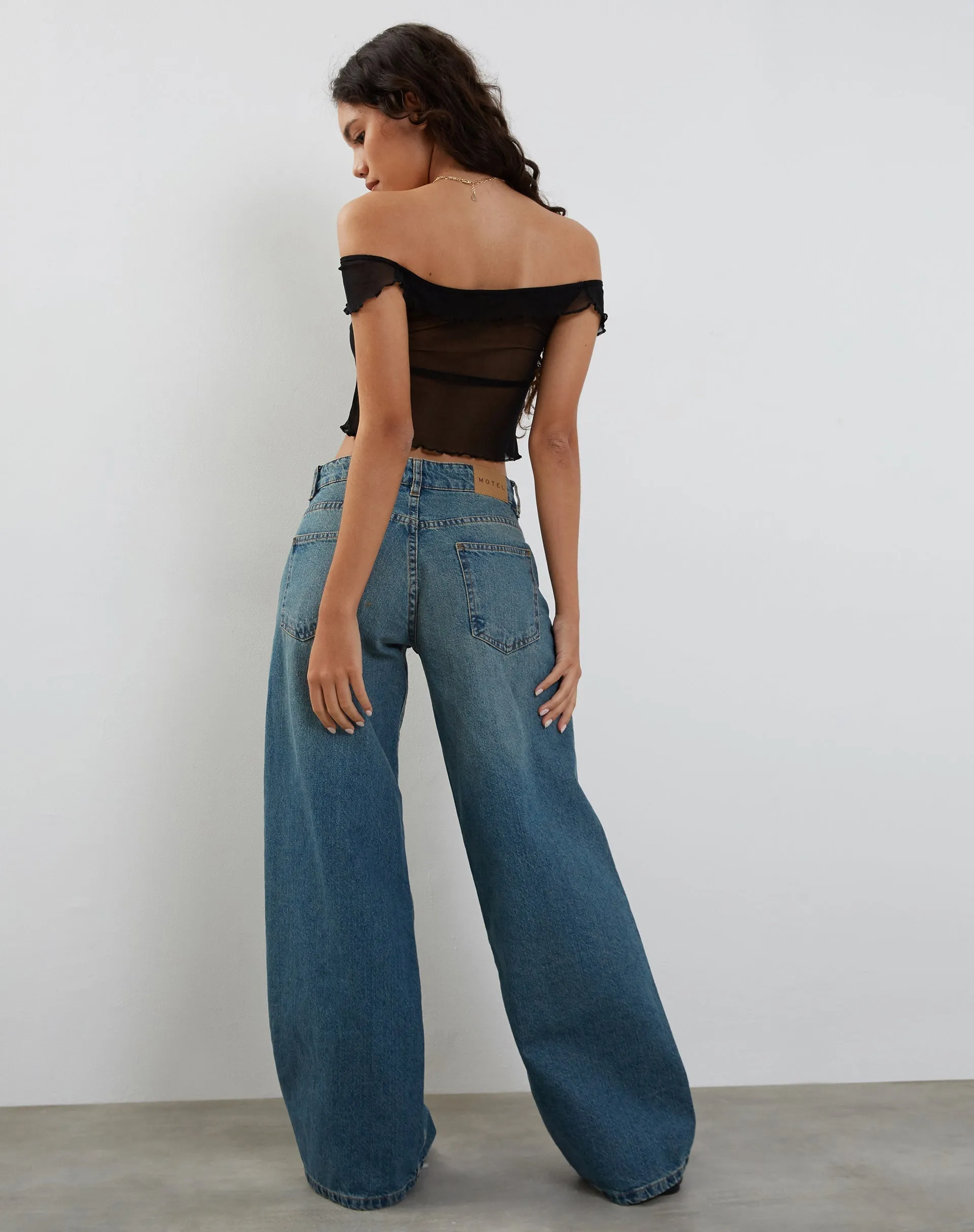 Nabil Bardot Top in Mesh Black sold by Motel Rocks product image thumbnail 4