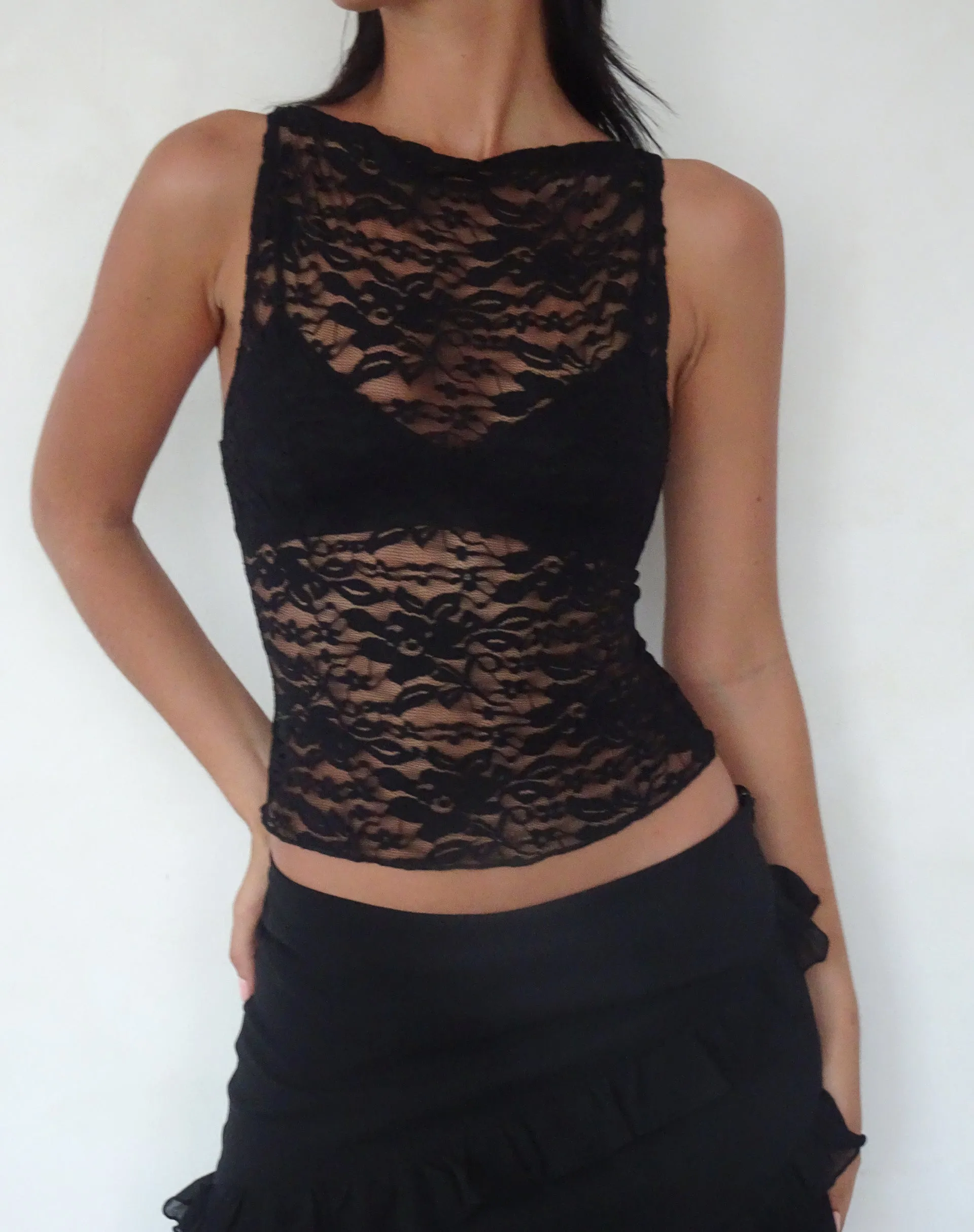 Dwira Lace Vest Top in Black sold by Motel Rocks product image thumbnail 2