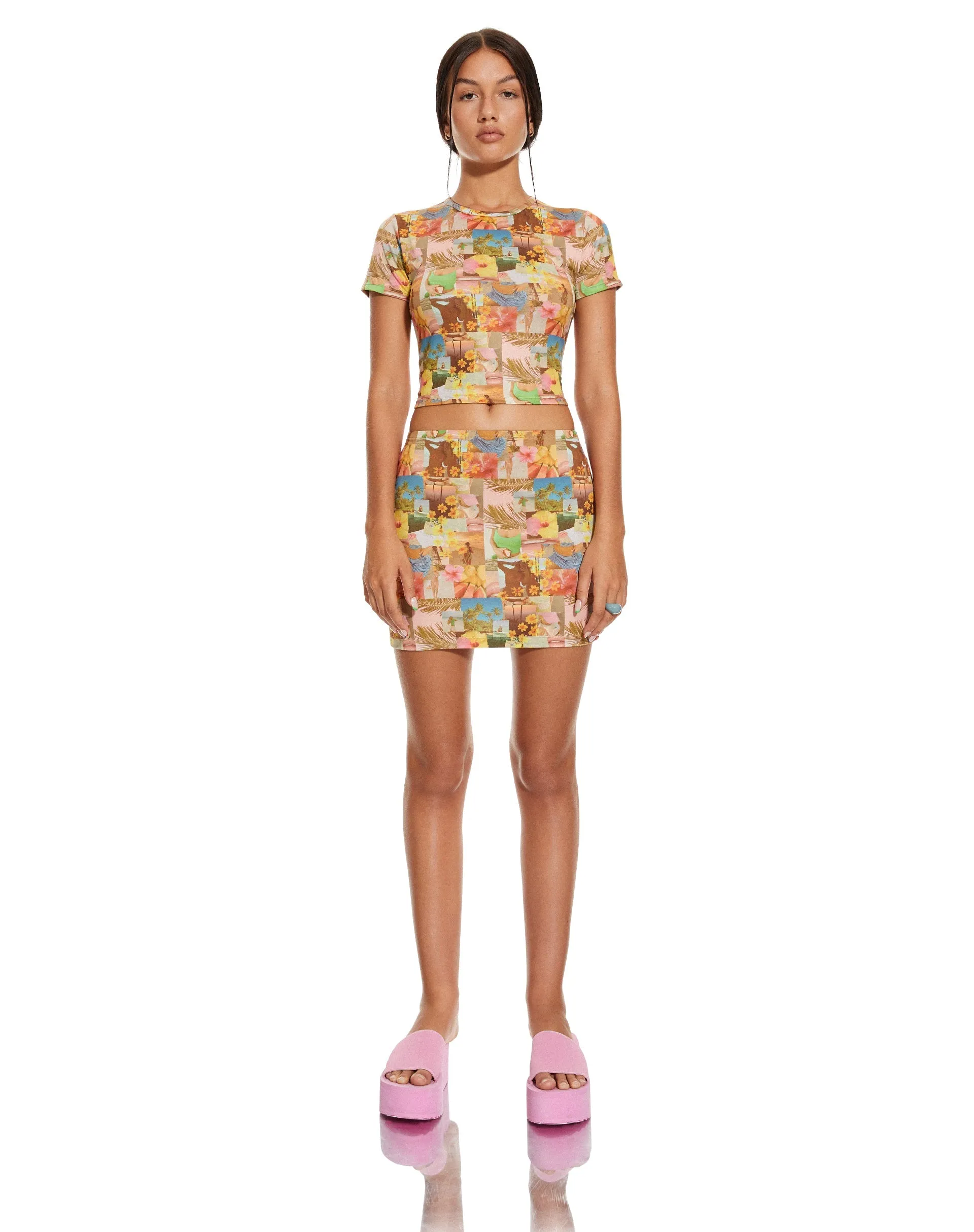 MOTEL X BARBARA Shrunken Tee in 90's Tropical Collage sold by Motel Rocks product image thumbnail 2